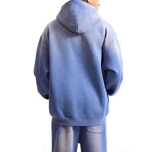 Survêtements pour hommes 100% coton de haute qualité, vêtements de sport en polaire surdimensionnés délavés à l'acide, survêtements évasés simples, survêtements à bas prix - Product Image 6