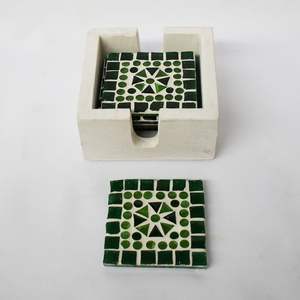Square Blue Glass Mosaic Coaster <b>Tile</b> Inlaid Drink Cup Mat Table Decoration Kitchen Diningwares Restaurant Supply <b>Accessories</b> - Product Image 6
