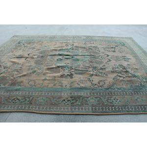 Alfombra Vintage, Alfombra Turca Extra Grande de 9.4x12.4 pies, Alfombra Ikat Azul Marrón - Product Image 1