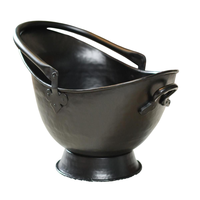 Seau à charbon en métal de forme ronde, finition antique en cuivre, fer, de haute qualité, fait à la main, ensemble de cheminée et accessoires, seau à charbon