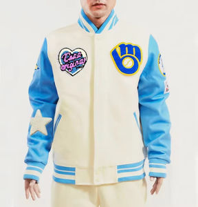 Veste de sport pour homme en coton mélangé, style streetwear, inspirée du vintage, avec blocs de couleur contrastés aux manches, chaude, confortable, respirante et à col montant. - Product Image 4