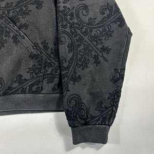 Vente en gros sweat à capuche noir à fermeture éclair délavé à l'acide pour hommes avec logo personnalisé uni coton éponge français doublé surdimensionné avec col à capuche - Product Image 5