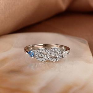 Bague de mariage Jeulia personnalisée avec double cœur et pierre de naissance, zircon et plaqué rhodium - Product Image 6