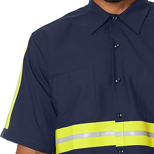 Ropa DE TRABAJO DE SEGURIDAD DE Construcción Uniforme hombres manga corta 100% algodón Polo camisa botón Hi-Vis ropa de seguridad Industrial para hombres - Product Image 3