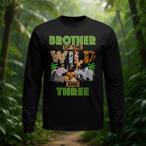 Camiseta de Manga Larga con Diseño de Zoológico, Safari y Jungla para el 3er Cumpleaños, Hermano de la Naturaleza, para Eventos Promocionales - Product Image 3