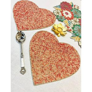 Heart Shape Glass <b>Beads</b> <b>Placemat</b> Best Theme Design for Parties and Other Functions Tableware Decorative Mats & Pads - Product Image 5
