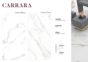 Azulejos de porcelana esmaltada de Carrara Nuevo de diseño italiano, antibacteriano antideslizante moderno para hoteles, villas, centros comerciales, habitaciones sólidas - Product Image 2