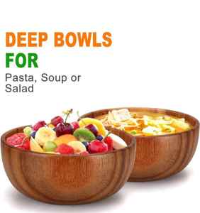 Cuenco de madera de forma redonda hecho a mano Cuenco de madera hecho a mano para ensalada, aperitivos y presentación de alimentos - Product Image 2