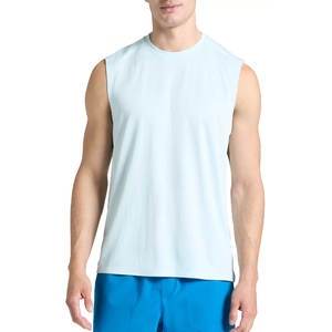 Camiseta sin mangas básica para hombre hecha con tela duradera para uso en el gimnasio entrenamiento deportivo o trajes casuales de verano - Product Image 1