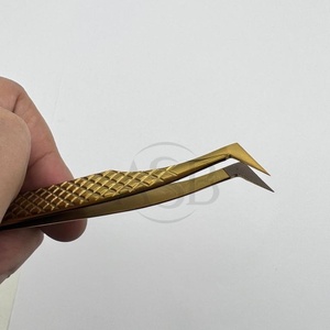 แหนบต่อขนตาปลอมทำจากสเตนเลสสตีลสีทองแบบมืออาชีพแหนบปลายแหลมนาโนแบบใช้มือทดสอบปริมาณ - Product Image 4