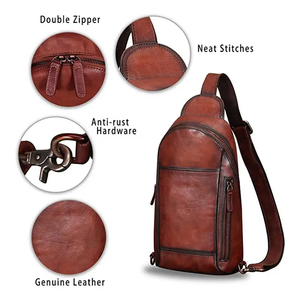 100% Custom Leather Material Sling <b>Bag</b> Custom Logo Leather <b>Bags</b> <b>Messenger</b> Chest <b>Bags</b> for Men Women - Product Image 5