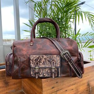 Grand sac polochon en cuir de buffle, usiné à la main et pleine fleur, sac de voyage en cuir véritable pour unisexe - Product Image 2