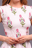 Robe maxi en coton indien faite à la main pour femmes, élégante, mignonne, douce, à fleurs, imprimée au bloc, style bohème, tendance, boutonnée, lavable, écologique
