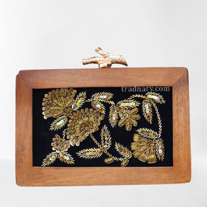 Dernière pochette en bois antique sac à main dame Style imprimé soirée sac cosmétique liège matériel dessin animé motif Design traditionnel - Product Image 4