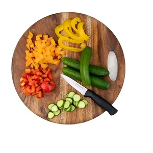 Planche à découper en bois d'acacia rond brun foncé écologique avec logo personnalisé, best-seller, ustensiles de cuisine, blocs à découper - Product Image 4