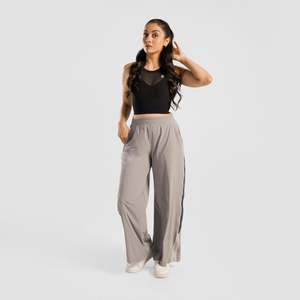 Aerostride <b>Light</b> Grey <b>Trousers</b> Breathable Mid Waist Wide Leg Pants with Side Stripe Decoration - Product Image 4