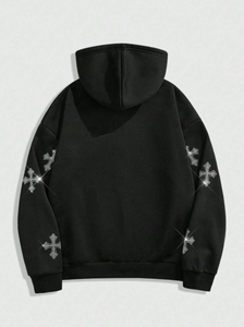 Sweat à capuche zippé personnalisé OEM pour hommes, respirant et doux de haute qualité, design strass 100% coton polaire lourd 400GSM - Product Image 3