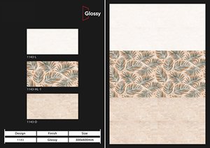 Design moderne Texture solide émaillée 300x600 Carreaux muraux en céramique de porcelaine Finition brillante pour le salon de l'Inde - Product Image 2