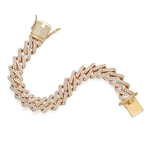 Pulsera Cubana de Moissanita de 12 mm, Chapada en Oro de 14K y Rodio, Cadena Cubana de Eslabones Estilo Hip Hop para Bodas, Aniversarios y Fiestas - Product Image 1
