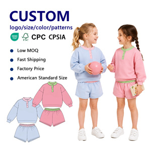Girls Quarter Zip Pullover and Shorts Two Piece Set <b>Matching</b> <b>Family</b> Sizes School Play for School Sports and Daily Wear - Product Image 1