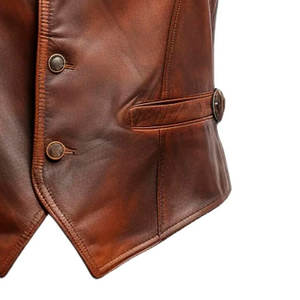 Nuevo Chaleco de cuero al por mayor de alta calidad sin mangas diseño personalizado Streetwear Chaleco de cuero transpirable para hombres - Product Image 5