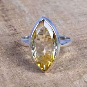 Citrine Sterling <b>Silver</b> Marquise Ring November Birthstone Handmade Boho Gemstone Jewelry Elegant Gift For Women - Product Image 6