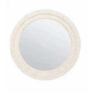 Marco de espejo de pared con incrustaciones de hueso redondo moderno hecho a mano de alta calidad precio al por mayor por artesanía de media luna - Product Image 3