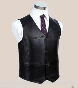 Design classique pour produit personnalisé gilet en cuir véritable gilet en cuir Denim confortable gilet en cuir sur mesure à la main - Product Image 2