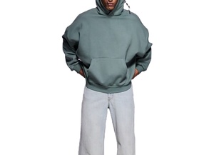 Sweat à capuche surdimensionné de haute qualité Boxy avec logo personnalisé 100% coton lourd 400gsm pour hommes - Product Image 6