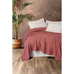 Parure de lit en coton égyptien Embrova 300TC 4 pièces pour lit double, couette matelassée unie en chenille tissée bordeaux - Product Image 1