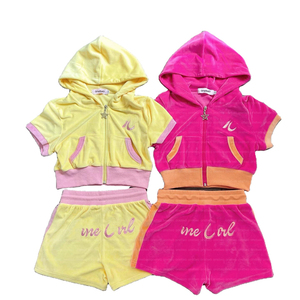 Conjuntos Deportivos de Terciopelo de Dos Piezas para Mujer, Personalizados por el Fabricante 2024, con Bordado Personalizado y Cierre de Cremallera - Product Image 1