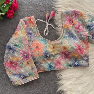 Magnifique chemisier en soie Fendy avec impression numérique et travail de perles, fabricant et fournisseur de Surat à prix de gros - Product Image 3