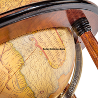 8 pouces 20cm globes de terre bleu et argent carte du monde pour la décoration de bureau Mercator Globe terrestre support en bois ancien décor de table