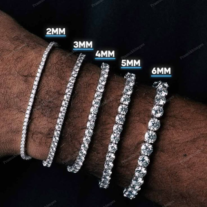 สร้อยข้อมือเทนนิส Moissanite 5มม. 8นิ้วสำหรับผู้ชายสร้อยข้อมือเทนนิสสีเงินสเตอร์ลิง925ได้รับการรับรองจากกราเครื่องประดับแฟชั่นดีไซน์ใหม่ - Product Image 4