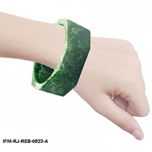 Bracelet Hexagonal en Résine Marbrée Verte Chunky pour Femmes, Bijou Géométrique Audacieux Fait Main, Cadeau - Product Image 4