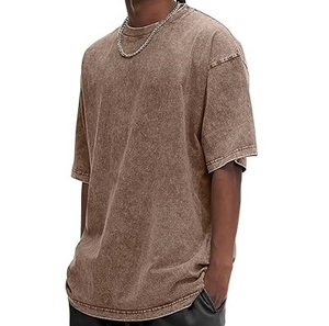 Respirant grande taille coupe ample coton régulier Boxy lavé Vintage dégradés graphiques soleil fané t-shirts O cou rond hommes chemises - Product Image 6