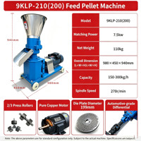 Machine à granulés d'aliments pour animaux Série 9KLP, moteur en cuivre pur, moulin à granulés pour volailles, pour la fabrication d'aliments pour poulets, canards, bovins