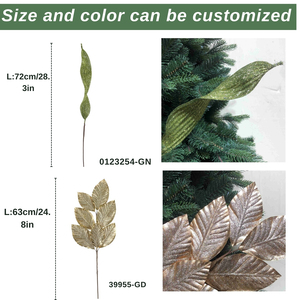 Decorazione <span class=keywords><strong>natale</strong></span> per interni foglie d'oro albero di <span class=keywords><strong>natale</strong></span> ghirlanda artificiale spray natalizi Glitter verde Magnolia scelte stile natalizio - Product Image 2