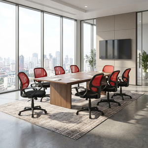 Modern Traditional <b>Office</b> Chair Atlanta Red/Black <b>Adjustable</b> Mesh Task Swivel Chair Foam Fabric PP Aluminium Plastic Iron Home - Product Image 3