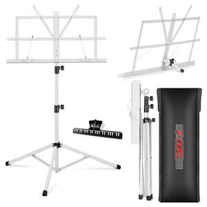 Soporte de Música Ajustable de 5 Niveles, 57 Pulgadas, Soporte de Escritorio para Partituras, Soporte de Libros Portátil Totalmente Metálico - Product Image 1