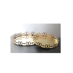 Plateau de service rond en aluminium métallique de conception moderne et élégante pour la maison, les hôtels, les restaurants en gros à prix avantageux - Product Image 5