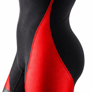 Singlet de Lucha Unisex Negro y Rojo con Bloques de Color, Ajustado y Elástico, de Poliéster y Algodón de Secado Rápido, RILL, Ropa Deportiva de Combate - Product Image 6