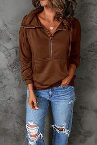 Sweat-shirt à manches longues décontracté de haute qualité pour femmes avec fermeture éclair - Product Image 4