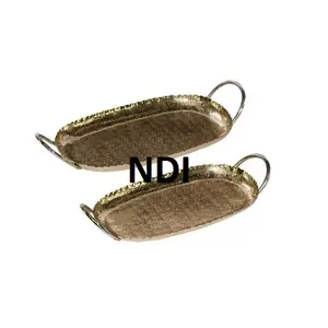 ถาดเสิร์ฟอาหารและอาหารเช้าถาดเสิร์ฟอาหารแบบโบราณถาดเสิร์ฟทรงรีใช้สำหรับการจัดเลี้ยง - Product Image 1