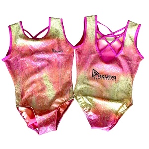 ชุดลีโอตาร์ดยิมนาสติกแบบซับลิเมชั่นพร้อมโลโก้สั่งทำ ประดับด้วยคริสตัล 230 GSM โพลีเอสเตอร์ผสมอีลาสเทน สำหรับการแข่งขัน ขายส่ง - Product Image 5