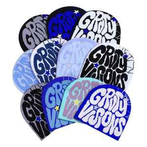 Bonnets personnalisés en jacquard brodé de haute qualité Bonnet tricoté à pompons pour hommes - Product Image 4