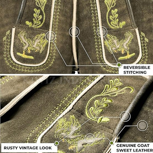 Custom Made Bavarian <b>Leather</b> <b>Shorts</b> Solid Color Cargo Style with Digital Printing New Style for Sale Made in Pakistan - Product Image 5