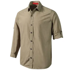UV 보호 성능 남성 낚시 셔츠 통풍구 빠른 건조 스포츠웨어 셔츠 사파리 야외 셔츠 남성 사파리 스타일