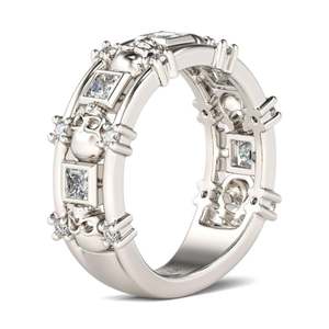 Bague Jeulia en argent sterling plaqué or avec crâne et coupe princesse pour femme - Product Image 2
