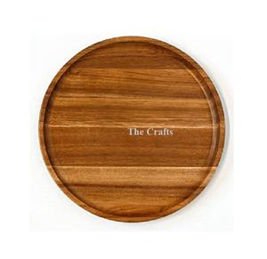 Assiette de chargeur de couleur marron en bois avec plaque de charge de forme ronde de qualité de luxe pour les ustensiles de cuisine à la maison - Product Image 1